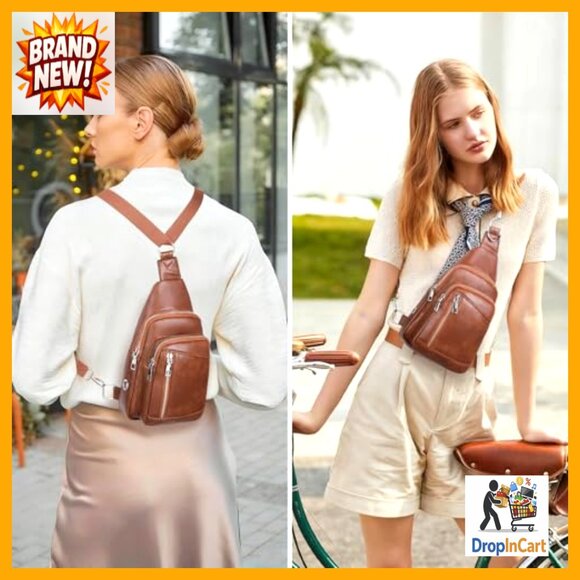 Convertible Sling Backpack Vegan Leather Crossbody Travel Hiking Sport Chic main image 5